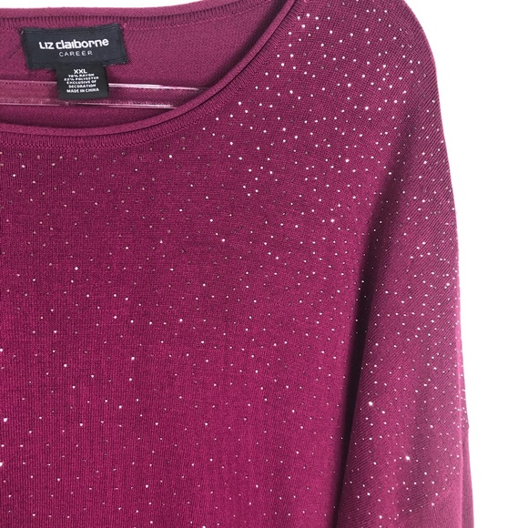 Liz Claiborne Career XXL Long Sleeve Plum Sweater - Picture 2 of 7